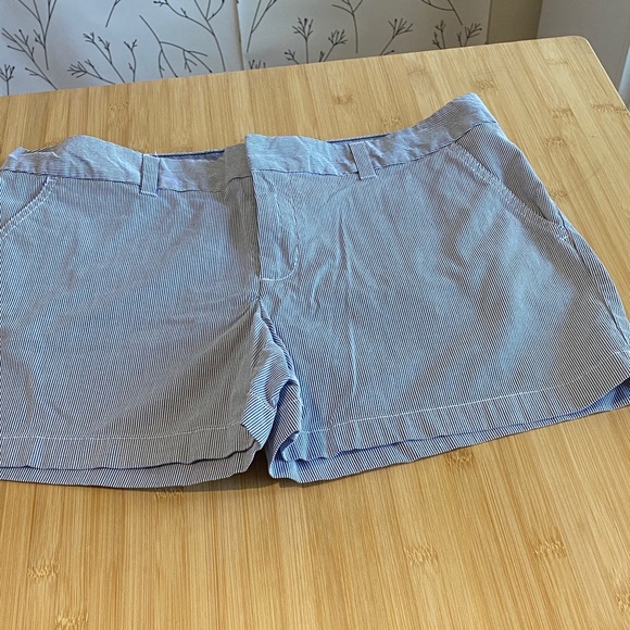 Tommy Hilfiger Pants - Tommy Hilfiger Blue and White Striped Seersucker Shorts